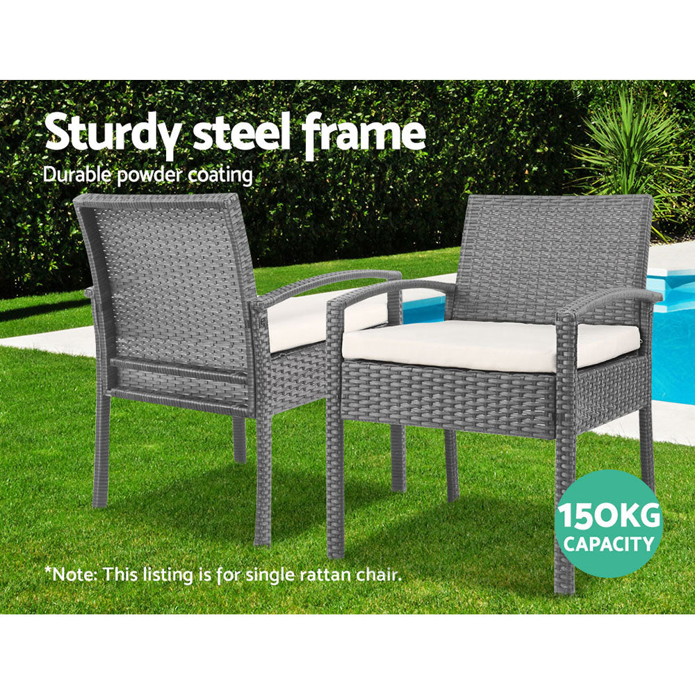 Gardeon Outdoor Furniture Bistro Wicker Chair Grey