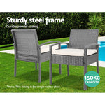 Gardeon Outdoor Furniture Bistro Wicker Chair Grey