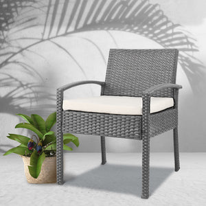 Gardeon Outdoor Furniture Bistro Wicker Chair Grey