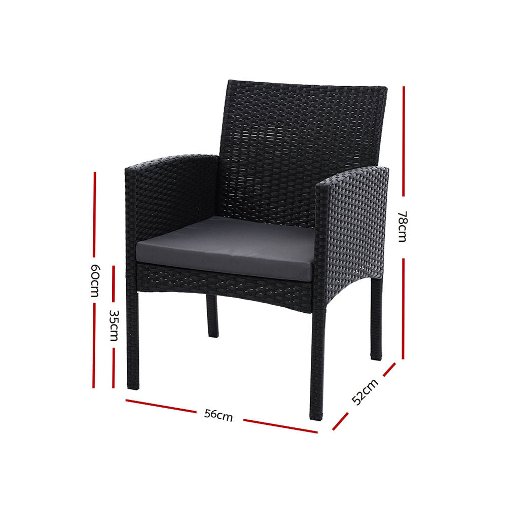 Outdoor Bistro Chairs Patio Furniture Dining Chair Wicker Garden Cushion Gardeon