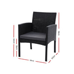Outdoor Bistro Chairs Patio Furniture Dining Chair Wicker Garden Cushion Gardeon