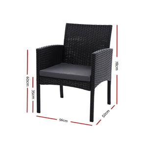 Outdoor Bistro Chairs Patio Furniture Dining Chair Wicker Garden Cushion Gardeon