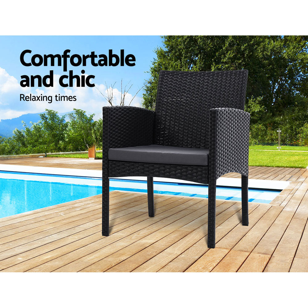 Outdoor Bistro Chairs Patio Furniture Dining Chair Wicker Garden Cushion Gardeon