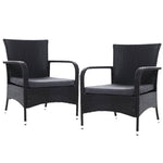 Outdoor Dining Chairs x2 Wicker Chair Patio Garden Furniture Bistro Setting Lounge Cafe Cushion Gardeon XL Black