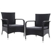 Outdoor Dining Chairs x2 Wicker Chair Patio Garden Furniture Bistro Setting Lounge Cafe Cushion Gardeon XL Black