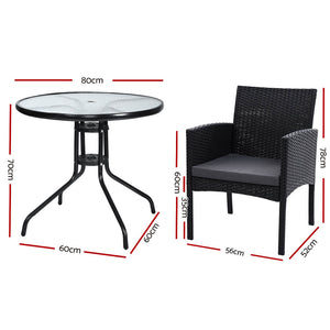 Gardeon Outdoor Bistro Chairs Patio Furniture Dining Chair Wicker Garden Cushion Tea Coffee Cafe Bar Set