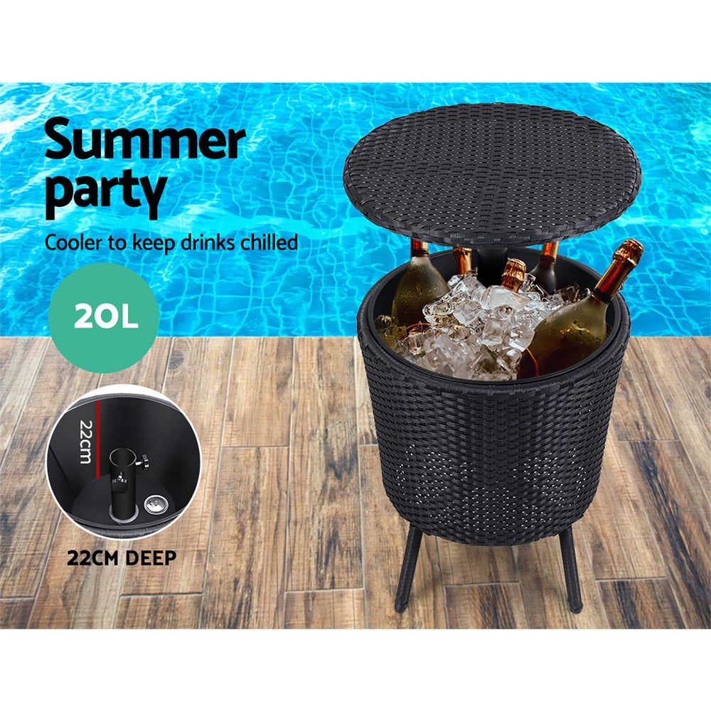 Bar Table Outdoor Setting Cooler Ice Bucket Storage Box Coffee Side Tables Party Pool Patio