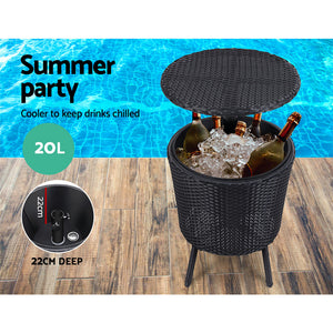 Bar Table Outdoor Setting Cooler Ice Bucket Storage Box Coffee Side Tables Party Pool Patio