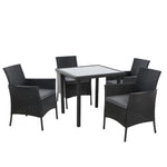 Outdoor Dining Set Patio Furniture Wicker Chairs Table Black 5PCS