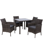 Outdoor Dining Set Patio Furniture Wicker Chairs Table Mixed Grey 5PCS