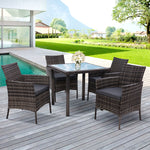 Outdoor Dining Set Patio Furniture Wicker Chairs Table Mixed Grey 5PCS