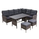 Outdoor Sofa Set Patio Furniture Lounge Setting Dining Chair Table Wicker Grey