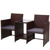 Gardeon Outdoor Setting Wicker Loveseat Birstro Set Patio Garden Furniture Brown