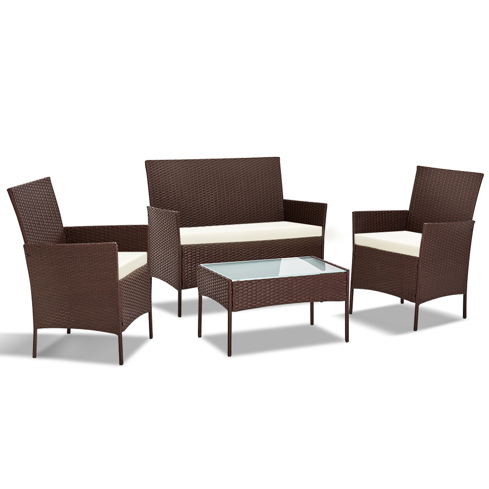 Gardeon 4-piece Rattan Outdoor Set - Brown