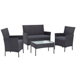 Gardeon Outdoor Furniture Rattan Set Chair Table Dark Grey 4pc