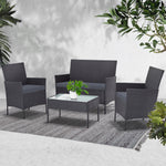 Gardeon Outdoor Furniture Rattan Set Chair Table Dark Grey 4pc