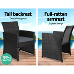 Gardeon Set of 4 Outdoor Rattan Chairs & Table - Black 