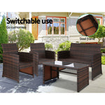 Gardeon Set of 4 Outdoor Rattan Chairs & Table - Brown 