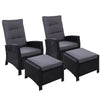 2PC Sun lounge Recliner Chair Wicker Lounger Sofa Day Bed Outdoor Chairs Patio Furniture Garden Cushion Ottoman Gardeon