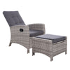 Sun lounge Recliner Chair Wicker Lounger Sofa Day Bed Outdoor Furniture Patio Garden Cushion Ottoman Grey Gardeon