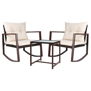 Gardeon Outdoor Chair Rocking Set - Brown