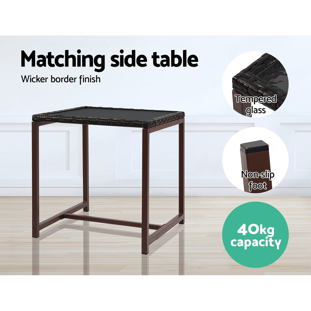 Gardeon Outdoor Chair Rocking Set - Brown