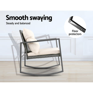 Gardeon Outdoor Chair Rocking Set - Grey