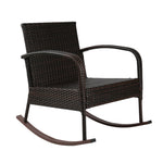 Gardeon Rocking Chairs Table Set Outdoor Setting Wicker Recliner Patio Furniture Brown