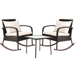 Gardeon 3 Piece Outdoor Chair Rocking Set - Brown