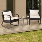 Gardeon 3 Piece Outdoor Chair Rocking Set - Brown