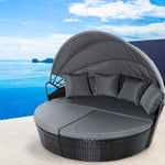 Outdoor Lounge Setting Patio Furniture Sofa Wicker Garden Rattan Set Black