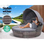 Outdoor Lounge Setting Patio Furniture Sofa Wicker Rattan Garden Set Table Grey