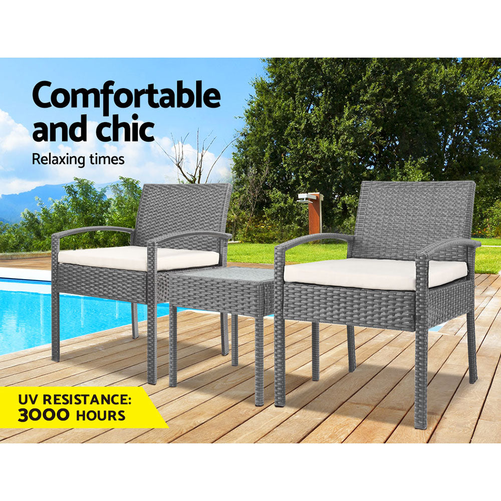 Gardeon 3-piece Outdoor Set - Grey