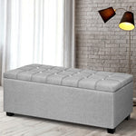 Artiss Blanket Box Storage Ottoman Fabric Foot Stool Grey