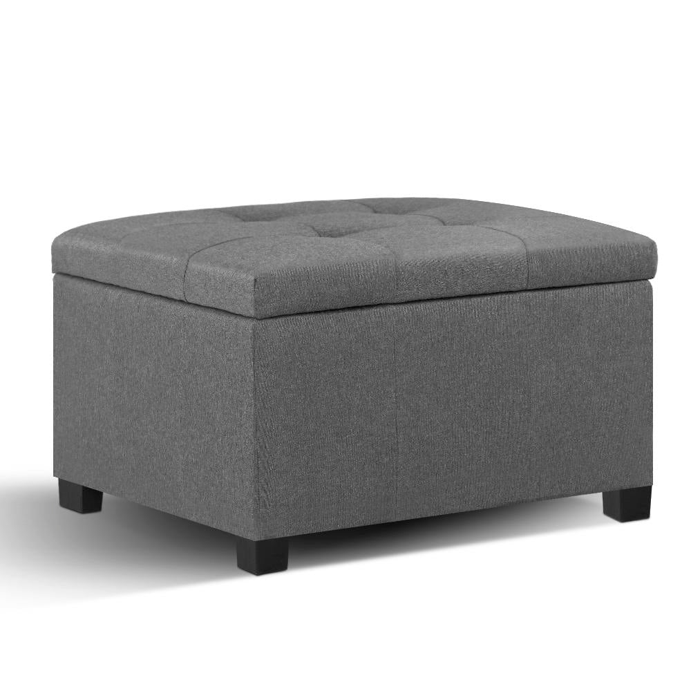 Artiss Storage Ottoman Blanket Box Fabric Foot Stool Rest Chest Couch Bench Toy Grey