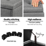Artiss Storage Ottoman Blanket Box Fabric Foot Stool Rest Chest Couch Bench Toy Grey