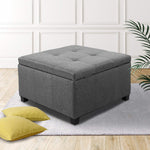 Artiss Storage Ottoman Blanket Box Fabric Foot Stool Rest Chest Couch Bench Toy Grey