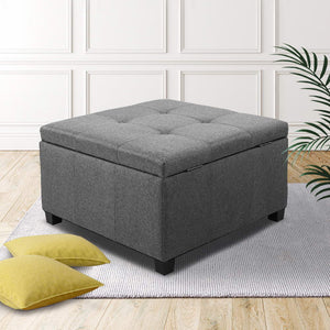 Artiss Storage Ottoman Blanket Box Fabric Foot Stool Rest Chest Couch Bench Toy Grey