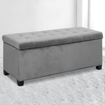 Artiss Storage Ottoman Blanket Box Velvet Foot Stool Rest Chest Couch Toy Grey