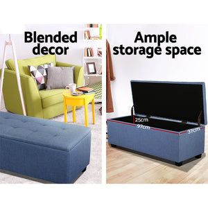 Premium Storage Ottoman - Blue