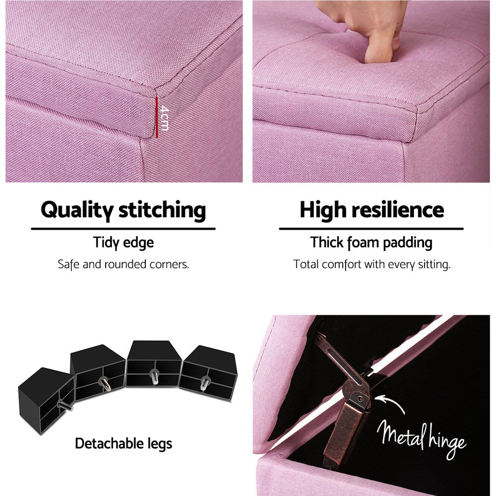 Premium Storage Ottoman - Pink