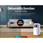 Devanti Portable Air Conditioner 4-In-1 Mobile Fan Cooler Dehumidifier 15000BTU