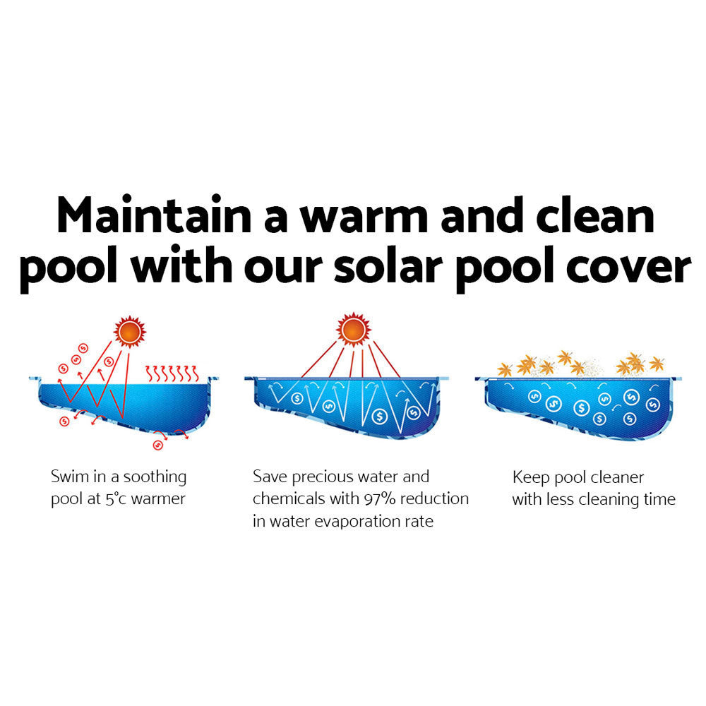 Aquabuddy 10M X 4M Solar Swimming Pool Cover 400 Micron Outdoor Bubble Blanket