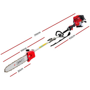 Giantz Pole Chainsaw 4 Stroke Petrol Hedge Trimmer Pruner Chain Saw Long