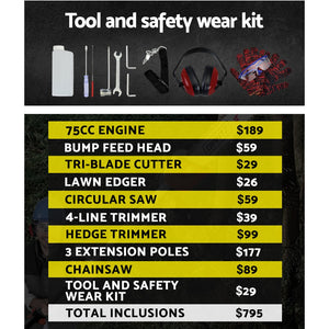 Giantz 75cc 9 in 1 Multi Use Chainsaw