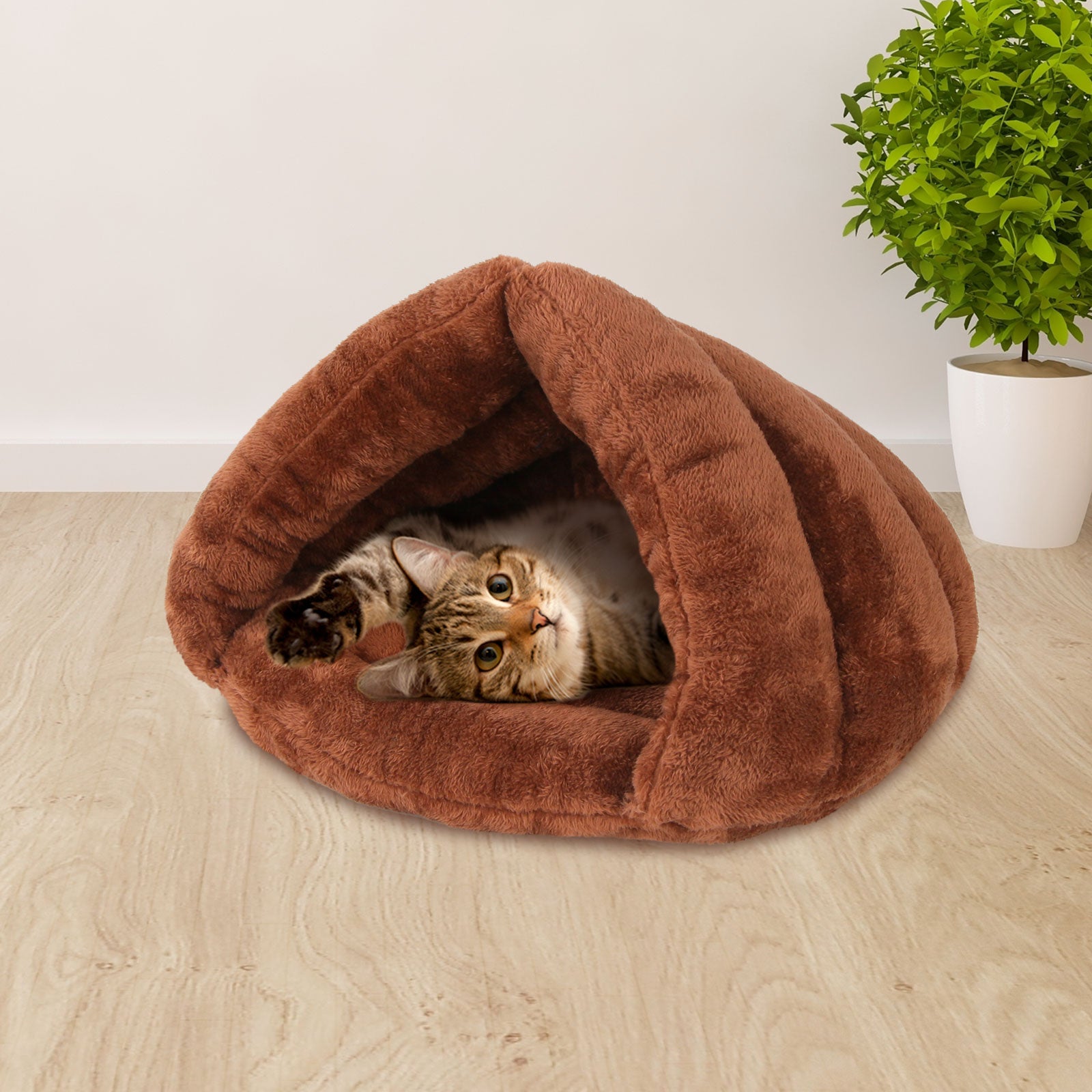 i.Pet Washable Cave Pet Bed - Brown