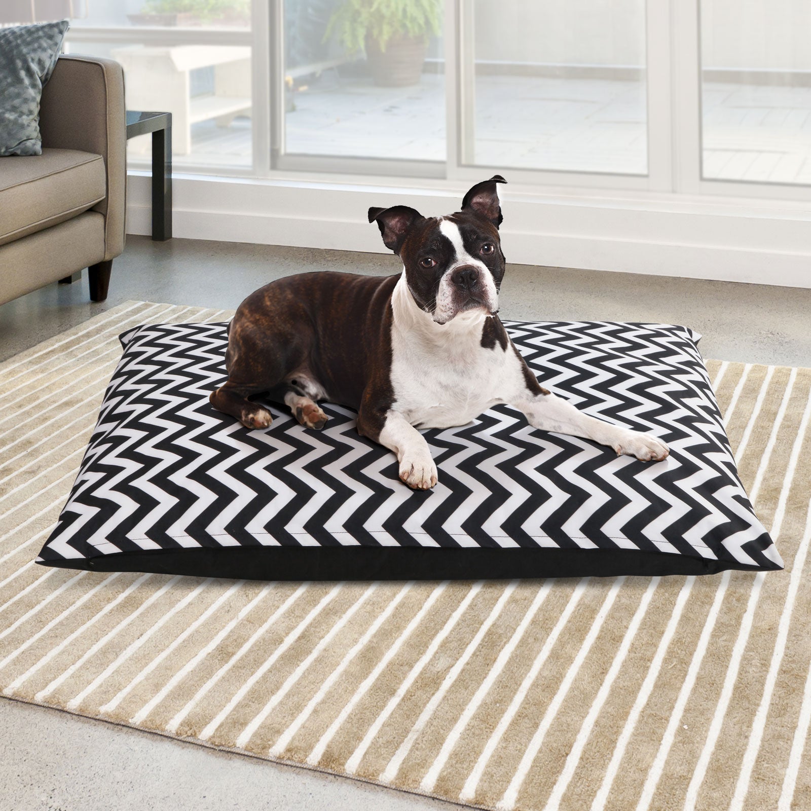 i.Pet Extra Large Canvas Pet Bed - Black & White