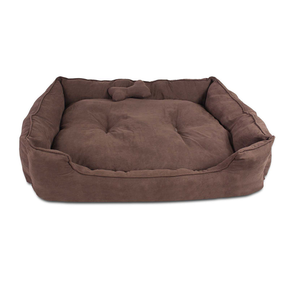 i.Pet Extra Large Faux Suede Washable Pet Bed - Brown