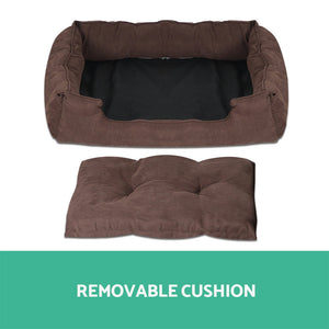 i.Pet Extra Large Faux Suede Washable Pet Bed - Brown