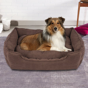 i.Pet Extra Large Faux Suede Washable Pet Bed - Brown